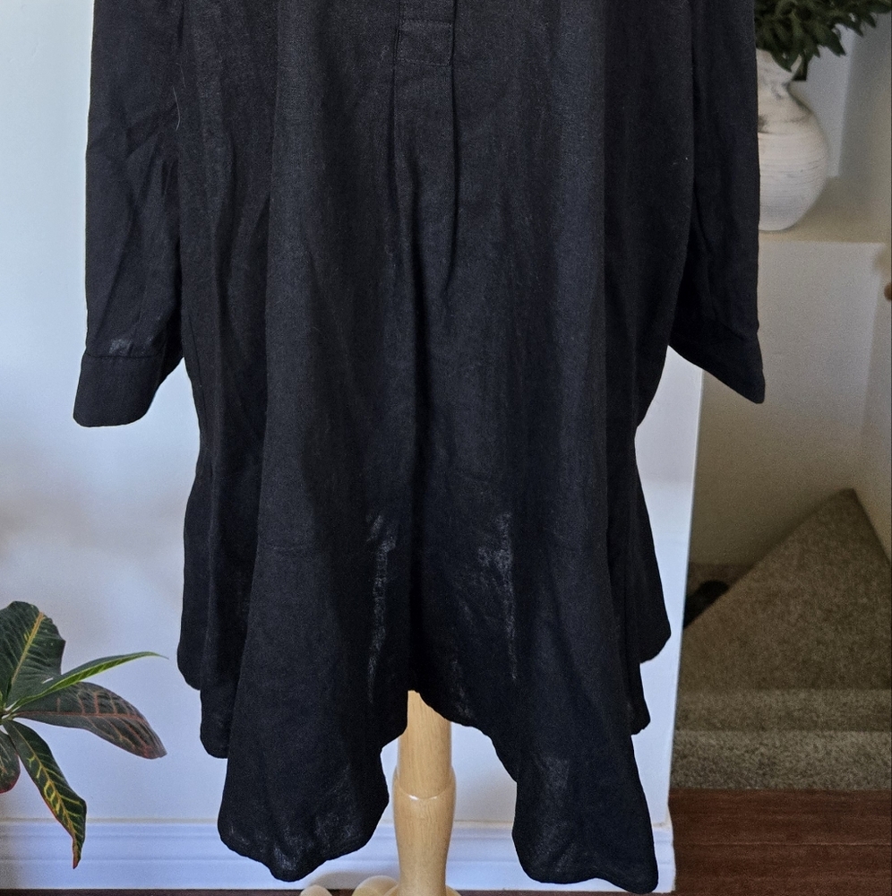 🏷️ Cynthia Rowley NY Linen Blend Black A-line Dress Size L - Picture 7 of 15